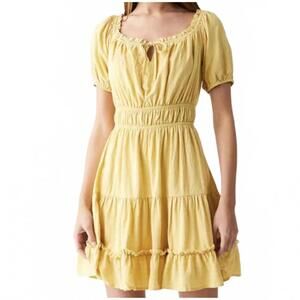 NWT Lost + Wander Honeycomb Yellow Summer Babydoll Dress Size M